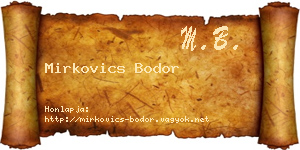 Mirkovics Bodor névjegykártya